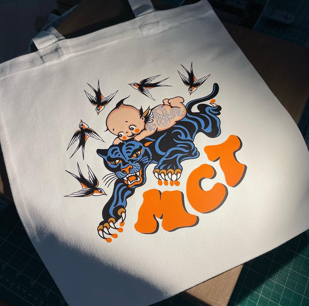 Alex Gracia design - Kewpie Panther Tote Bag